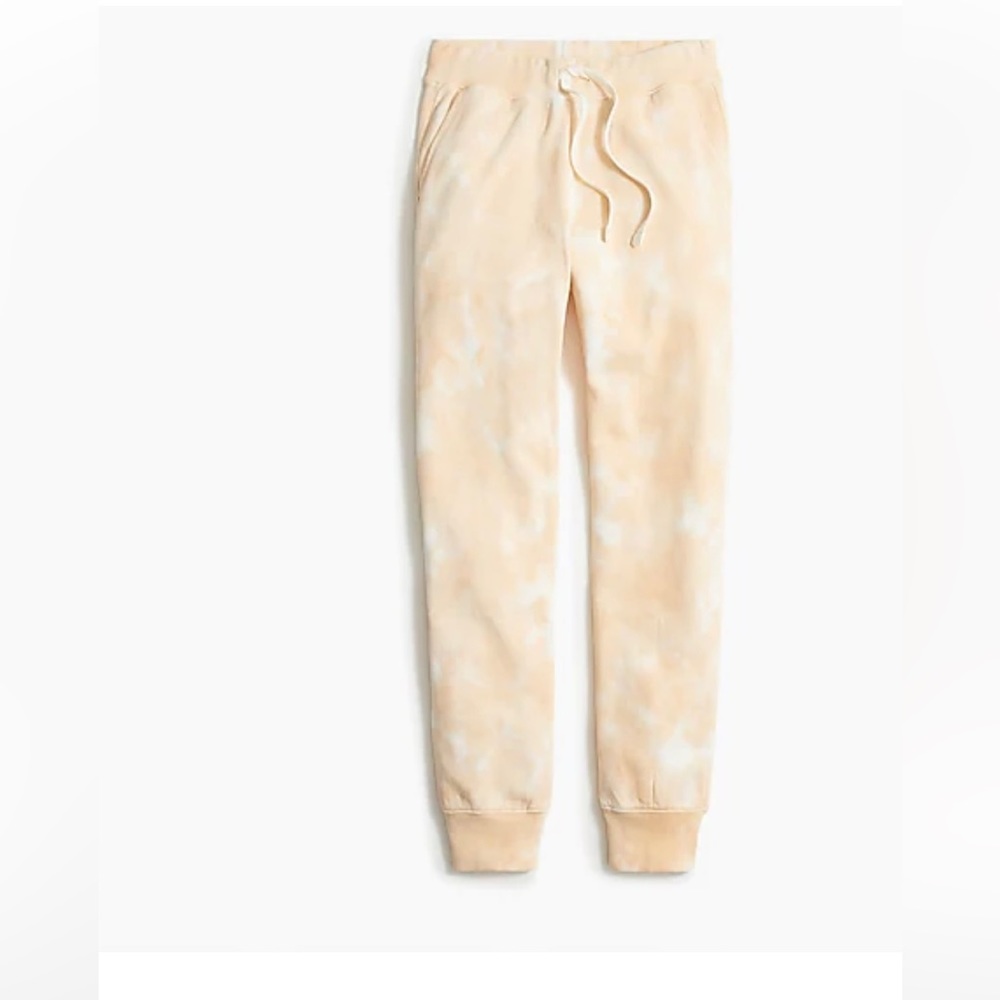 NWT J. Crew Marble Tie-Dyed Joggers Ivory Cream Cotton Pullover Sweatpants XS